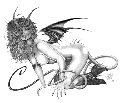 Devil Dream Girl black and white Litho